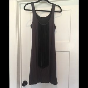 DEX COTTON TANK DRESS WITH FRINGE ACCENT